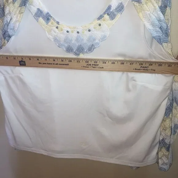 Alfred Dunner Faux Twinset Crochet Cardigan Beaded Tank Combo Petite Large - Picture 7 of 7